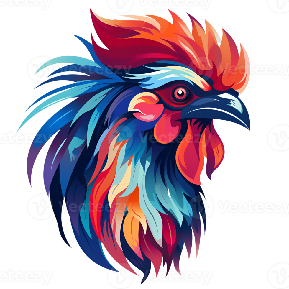 Rooster Artistic Style Painting Drawing Cartoon Style Illustration No Background Perfect for Print on Demand Merchandise AI Generative png