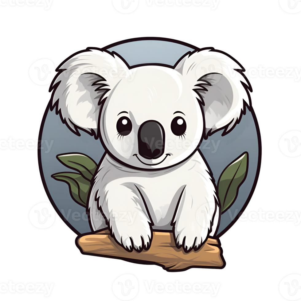 Koala Cartoon Style Illustration Artistic Style Painting Drawing No Background Perfect for Print on Demand Merchandise AI Generative png