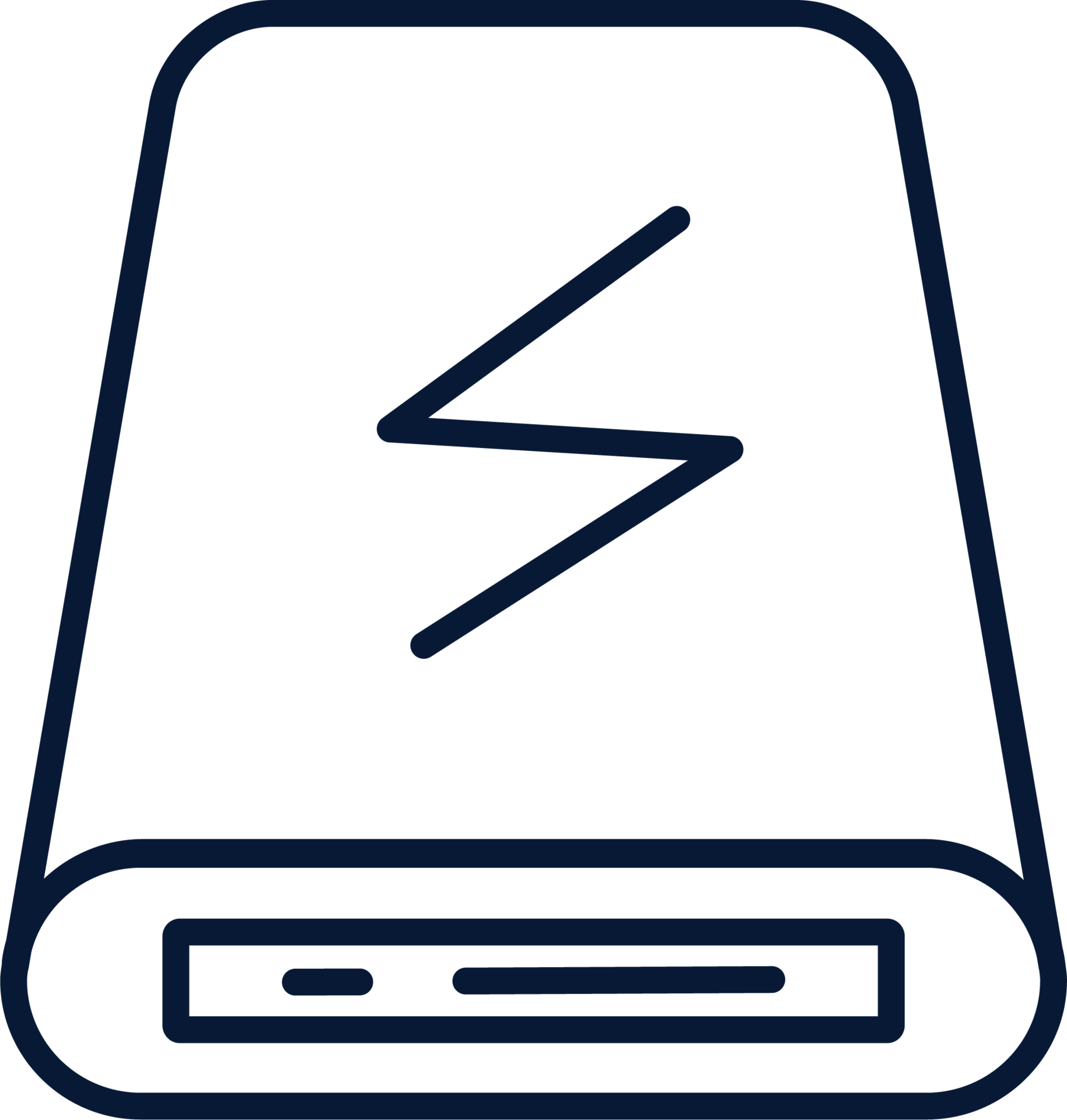 Portable external hard drive disk icon in line style design for