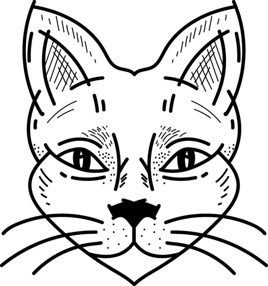 cara de un gato tatuaje vector