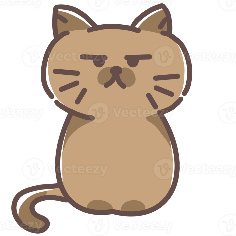 Bored Brown Cat Cartoon png