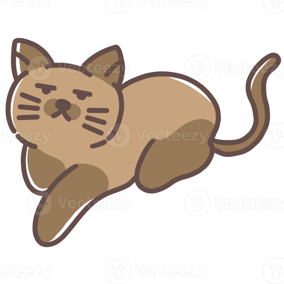 Bored Brown Cat Cartoon png