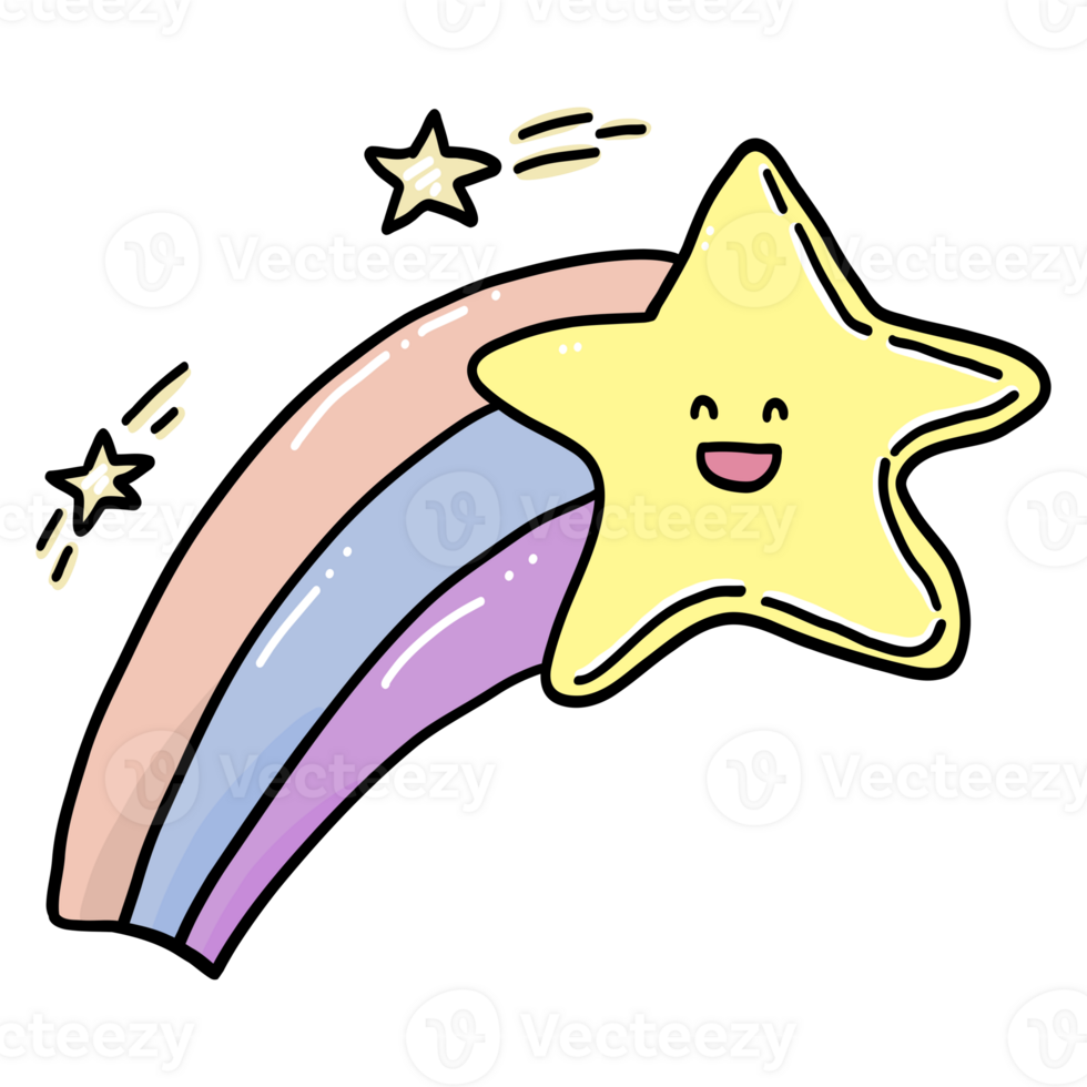 Shooting Stars Cute Character, Space Clipart Collection png