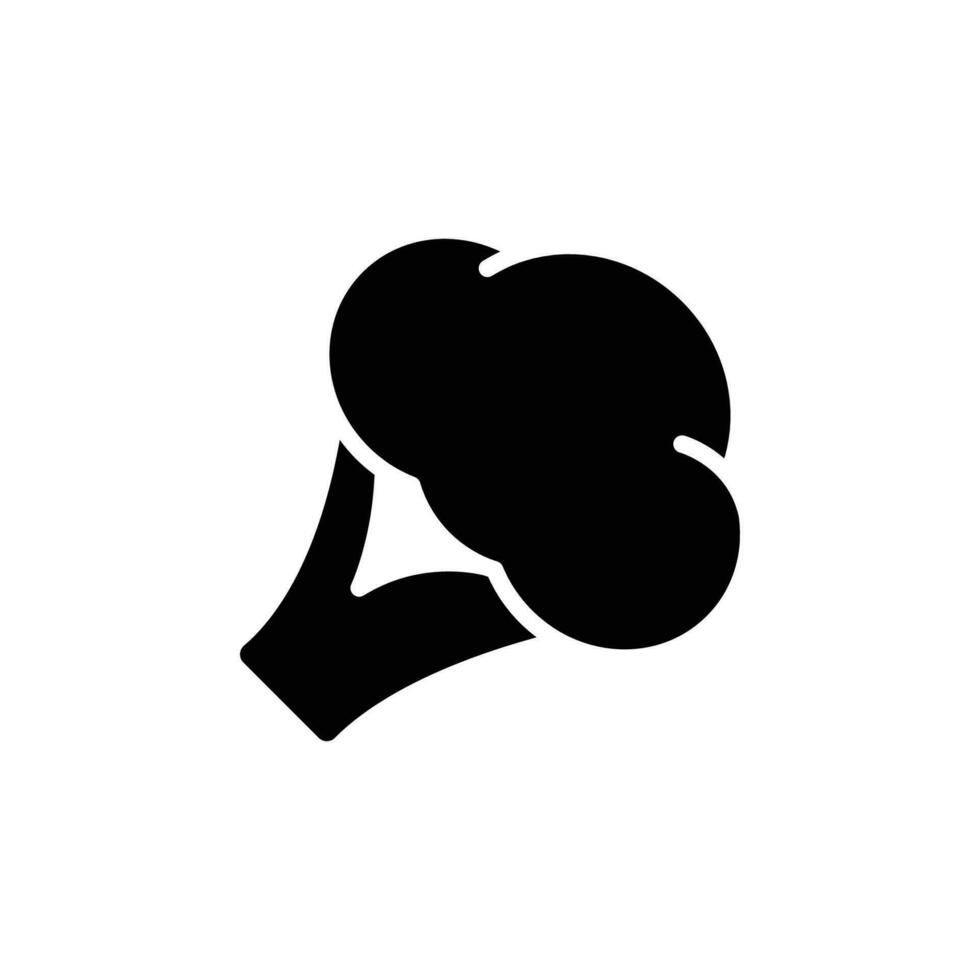 Broccoli icon. Simple solid style. Vegetable, plant, healthy, natural, organic, diet, fresh, food concept. Black silhouette, glyph symbol. Vector illustration isolated on white background.
