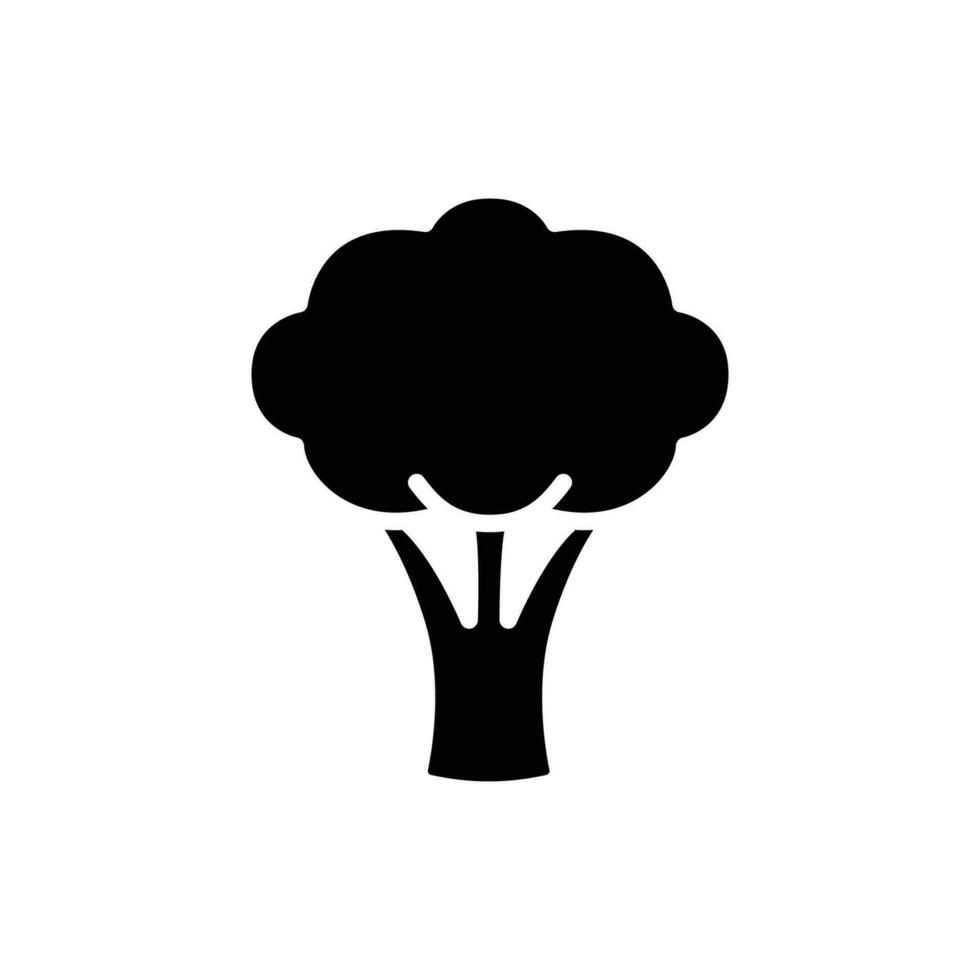 Broccoli icon. Simple solid style. Vegetable, plant, healthy, natural, organic, diet, fresh, food concept. Black silhouette, glyph symbol. Vector illustration isolated on white background.