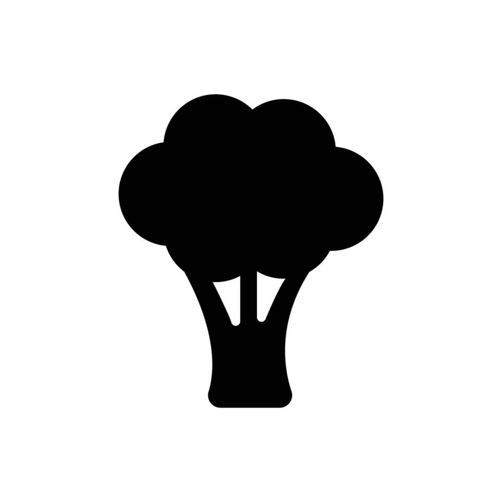 Broccoli icon. Simple solid style. Vegetable, plant, healthy, natural, organic, diet, fresh, food concept. Black silhouette, glyph symbol. Vector illustration isolated on white background.