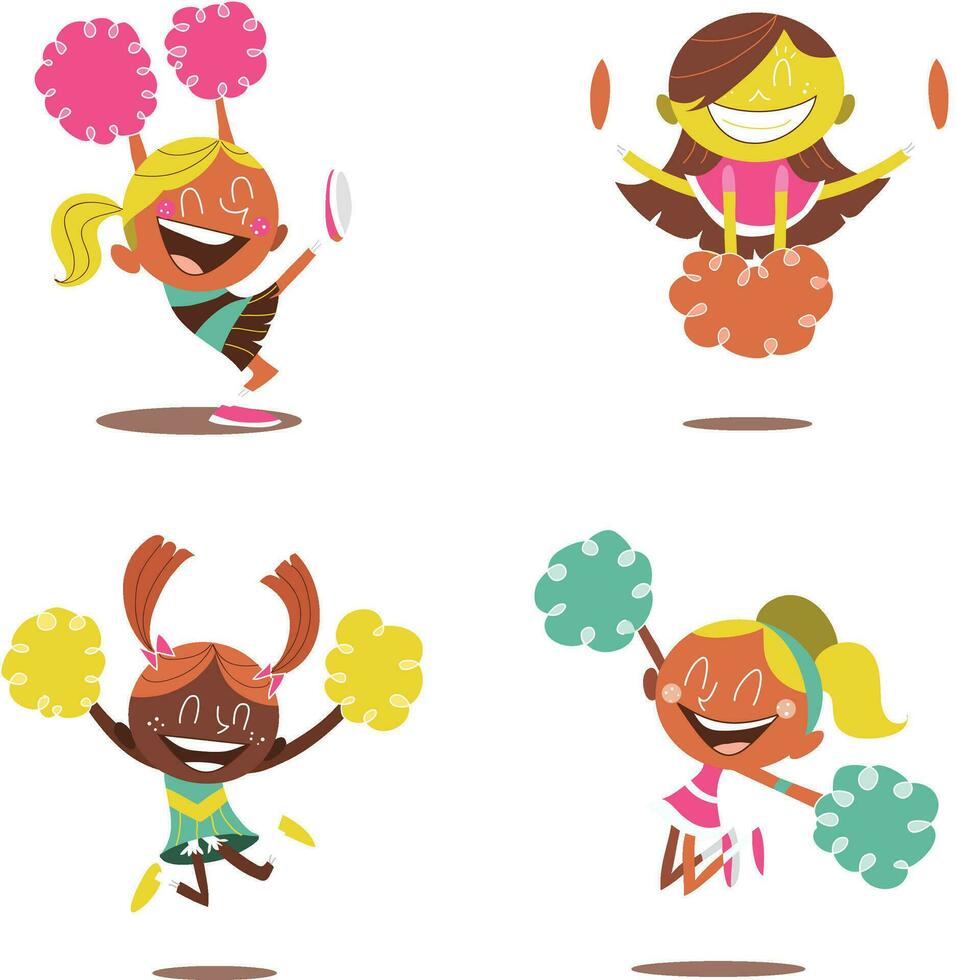 cheerleading girls vector illustration