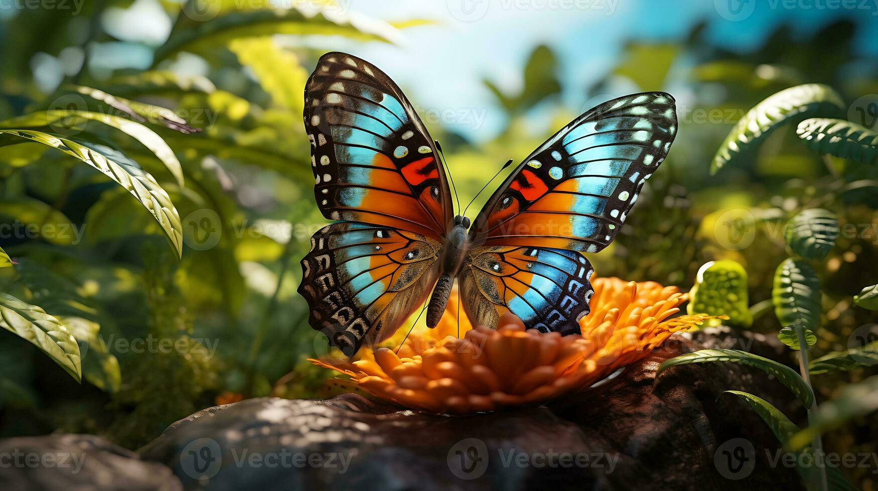 Close-up of a butterfly with natural place generated by Ai photo