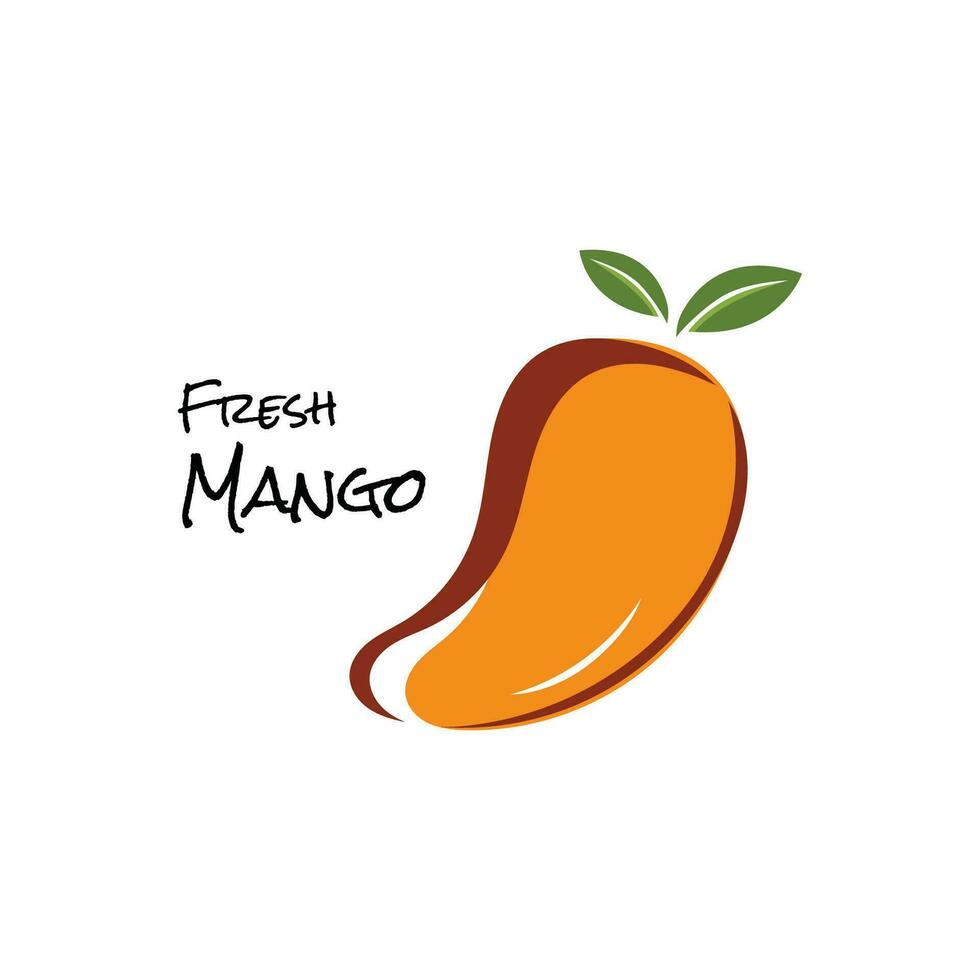 Vector Mango Fruit Logo Template. Mango Icon in Flat Concept.