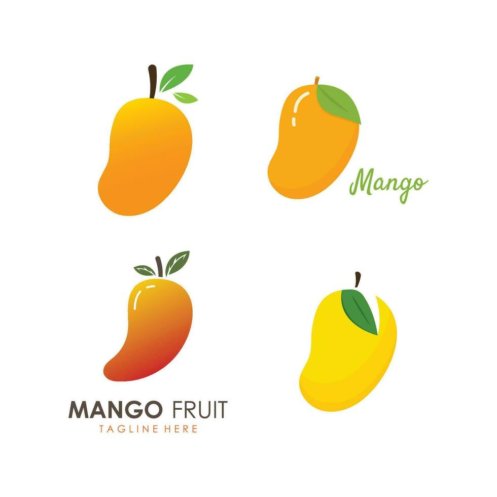Vector Mango Fruit Logo Template. Mango Icon in Flat Concept.