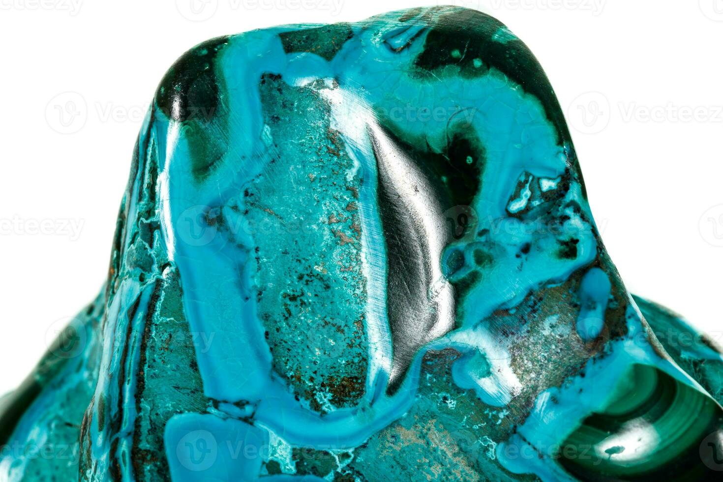 Macro mineral stone malachite Chrysocolla on a white background photo