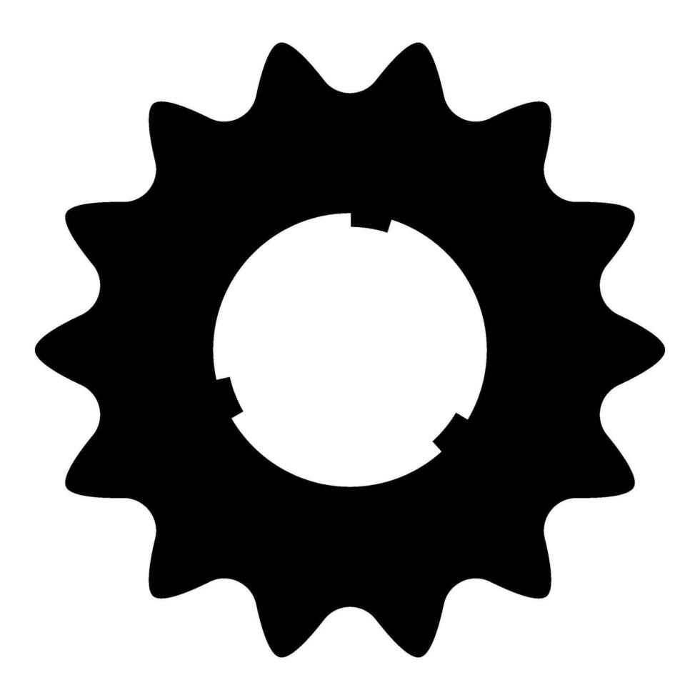 Cogset sprocket bicycle star gear service sprocket cogs wheel with teeth engages with chain icon black color vector illustration image flat style