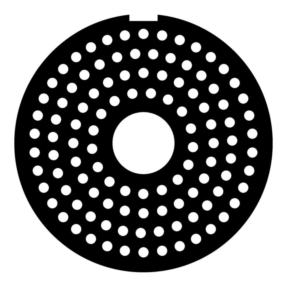 Grate for meat grinder plate mincer device for growing shallow of meat lattice sieve icon black color vector illustration image flat style
