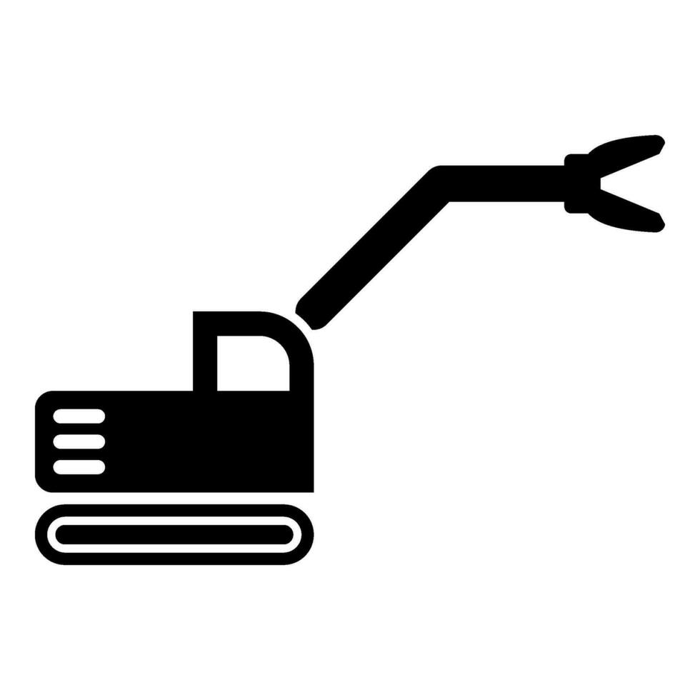 Sloopkraan building machine demolish wrecking cut knife crane truck icon black color vector illustration image flat style