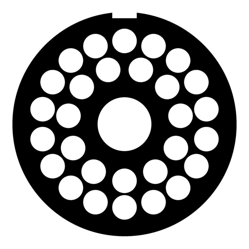 Grate for meat grinder plate mincer device for growing shallow of meat lattice sieve icon black color vector illustration image flat style