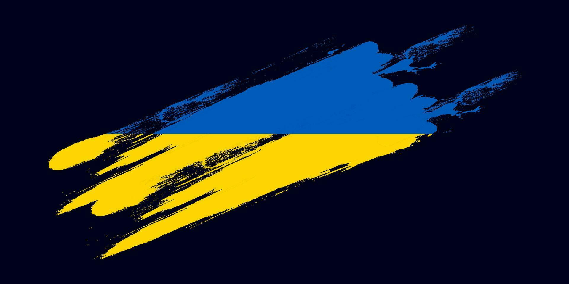 Ukraine Flag Brushstroke Concept on Dark Blue Background. Ukraine Symbol, Template for Banner, Promotion, Design and Poster, Business, Vector illustration