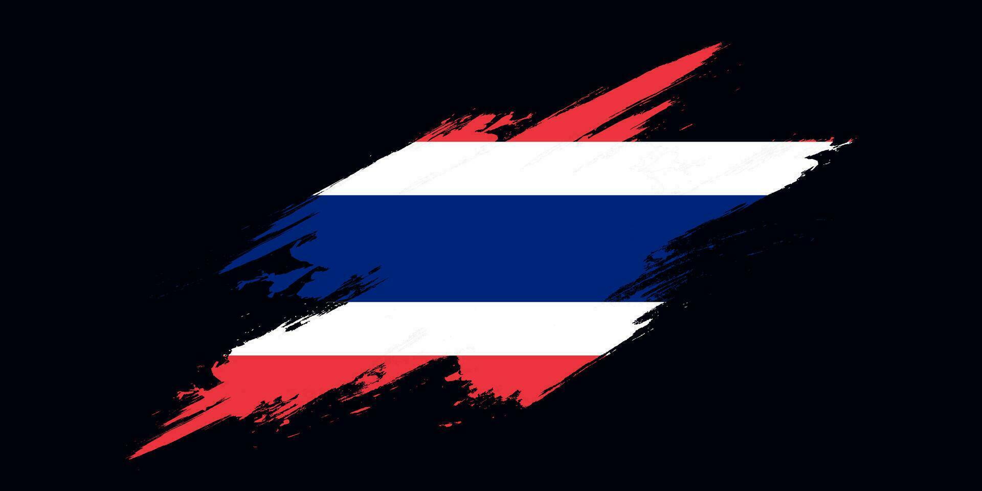 Thailand Flag Brush Stroke, National Flag on Black Background vector