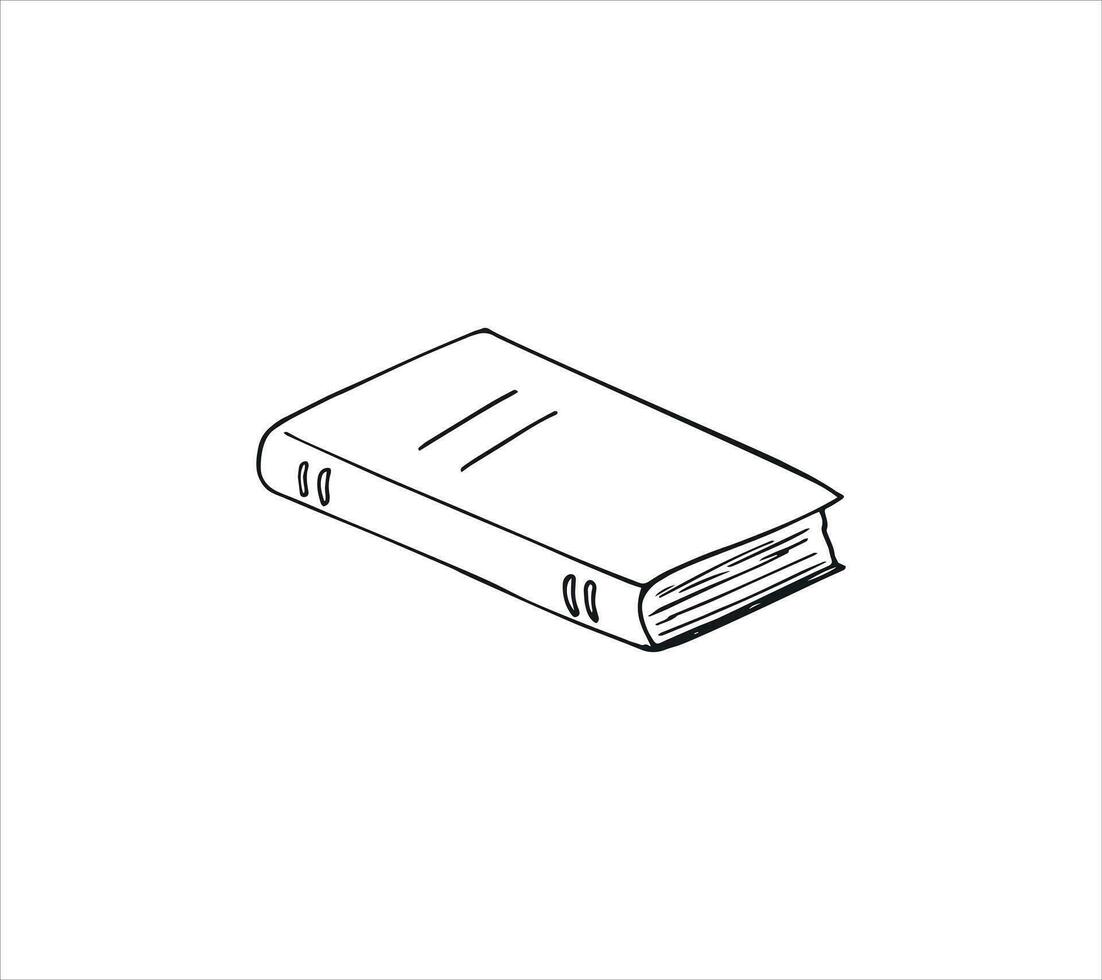 Hand-drawn book in doodle style. Isolated vector illustration on a white background.