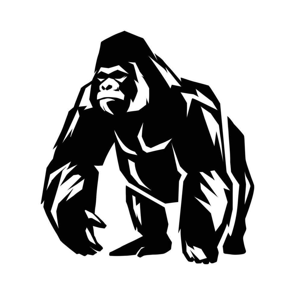 simple gorilla silhouette vector. retro vintage style vector