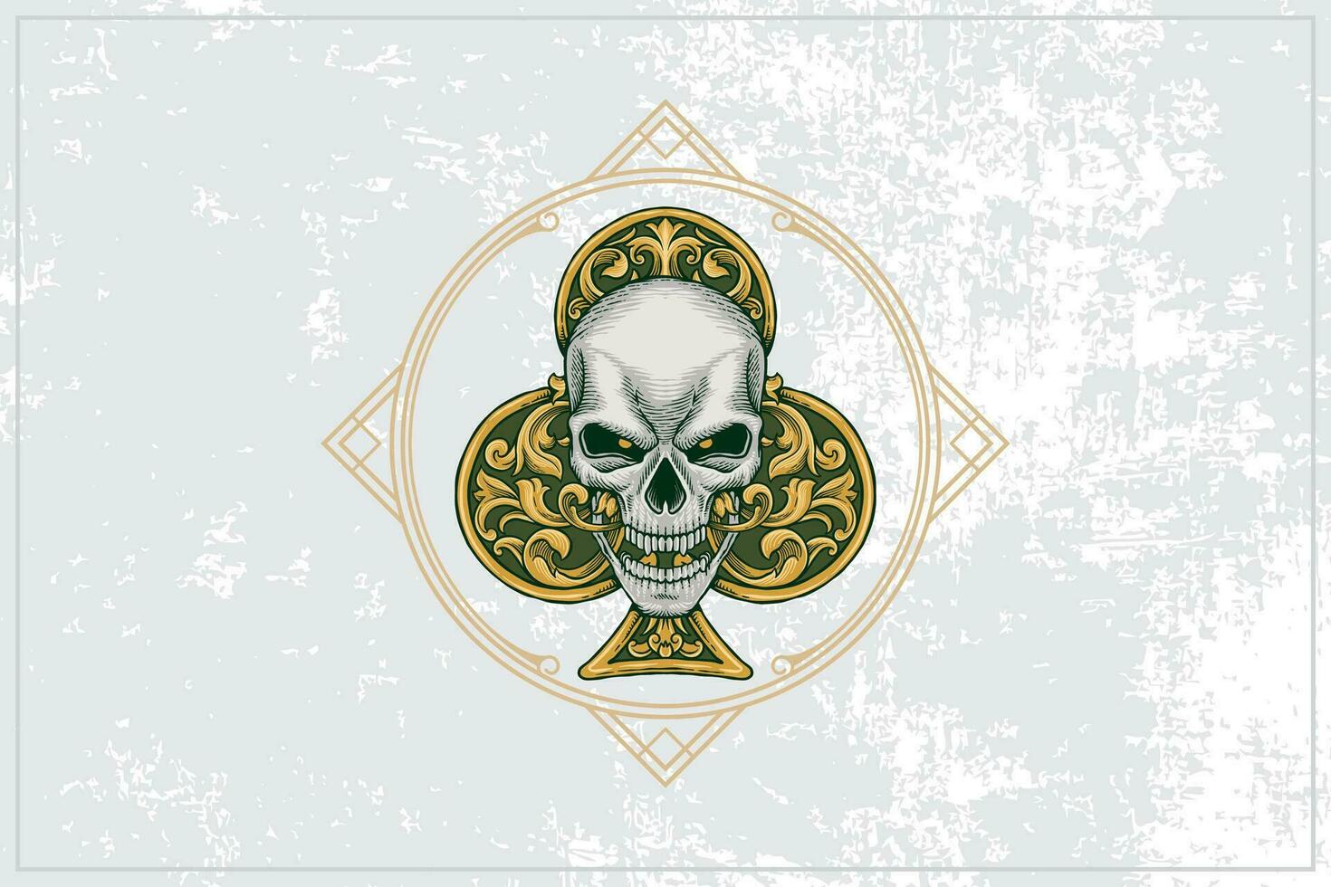 ace of spades poker card skull icon. with a classic and vintage green base vector