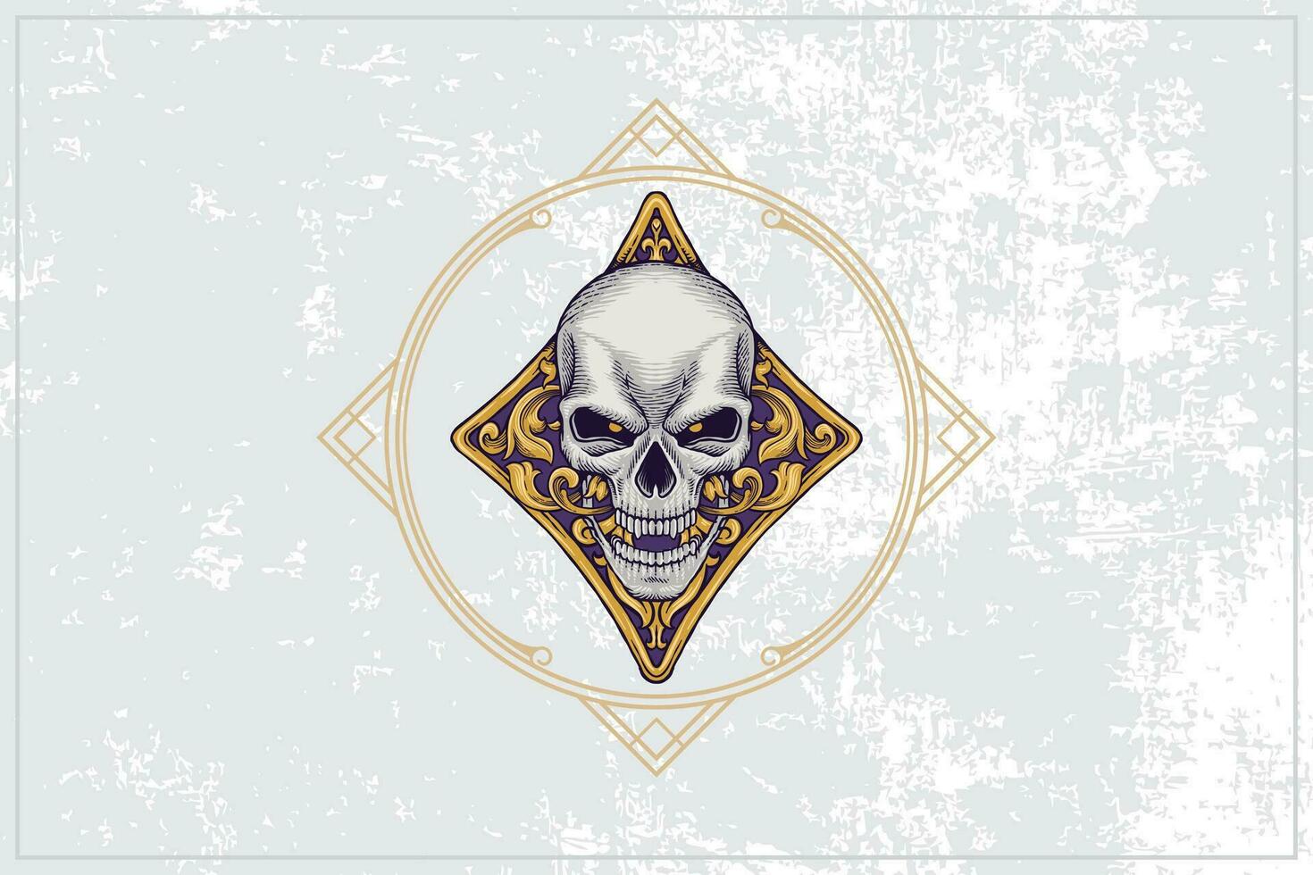 Ace of Club poker card skull icon with a classic and vintage purple base vector