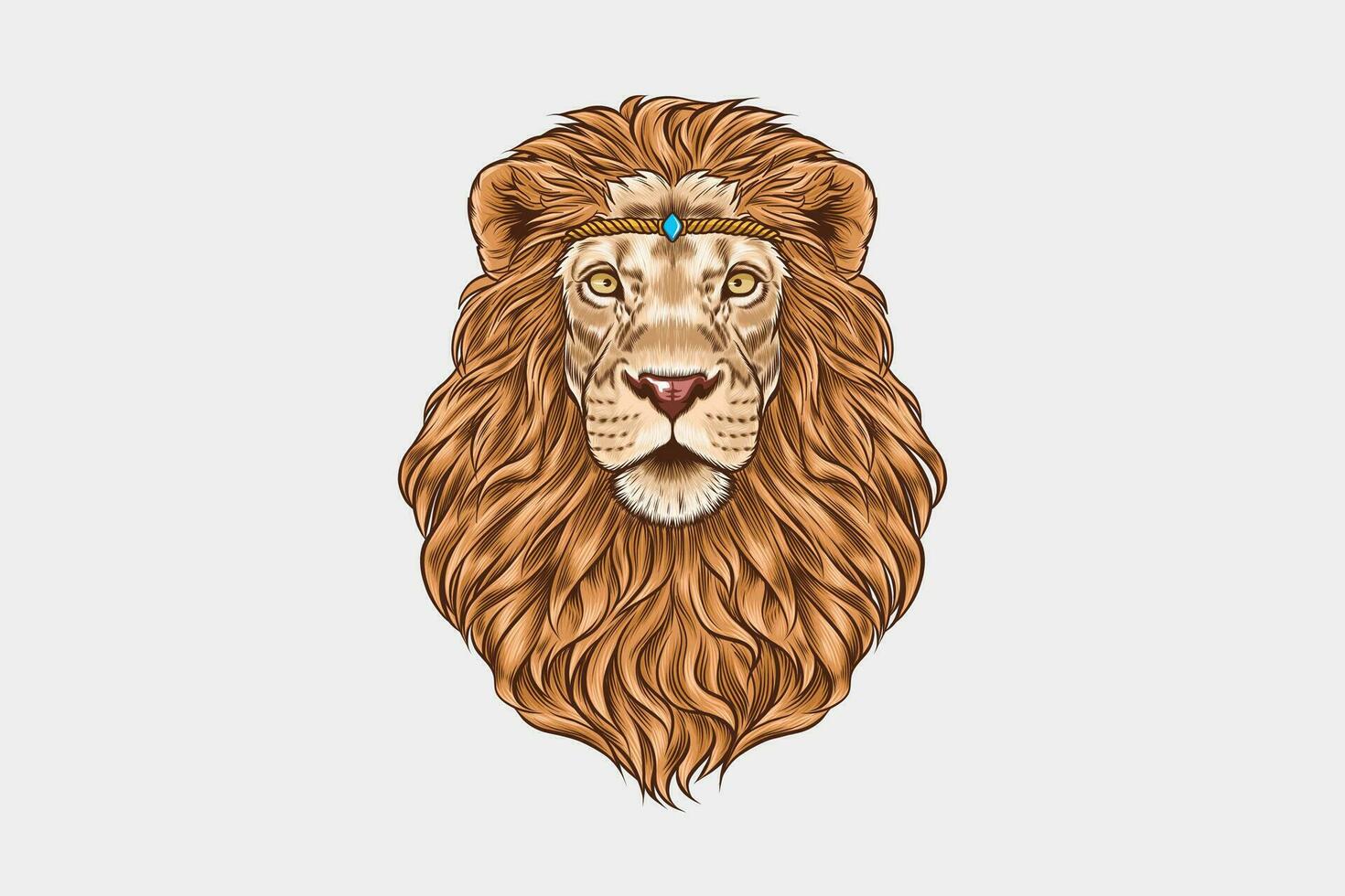 boho estilo león cabeza, peludo Arte ilustración, gitano Moda animal vector