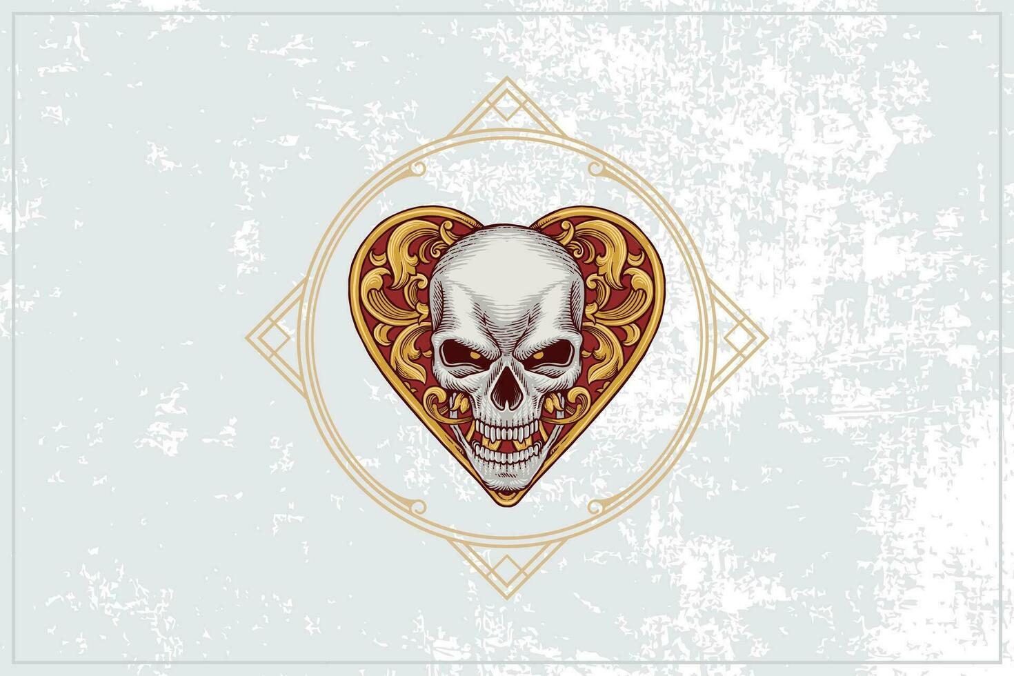 Ace of Hearts poker card skull icon with a classic and vintage red base vector