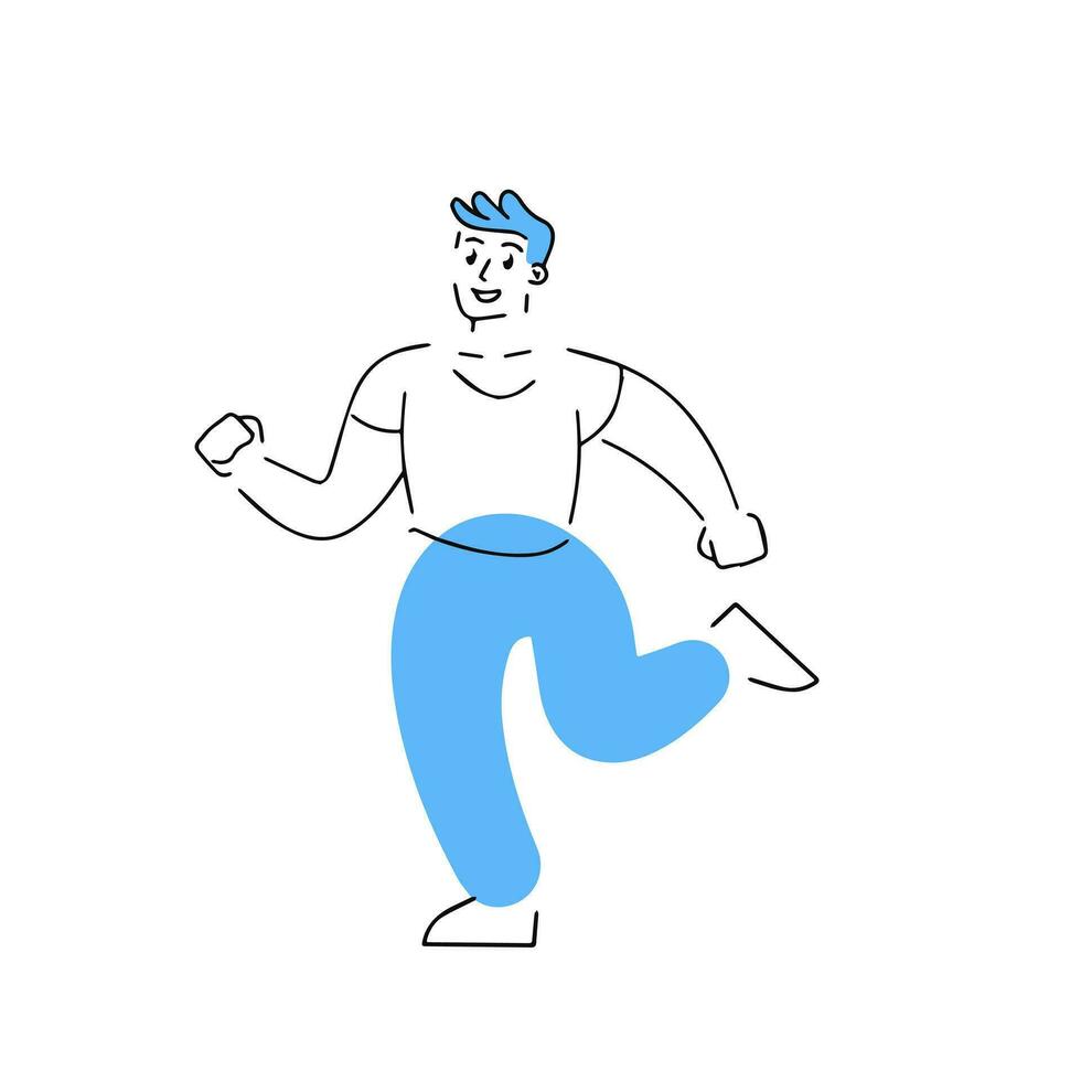 Man in blue color. Nice geometric abstract character. Outline modern trendy cartoon illustration vector