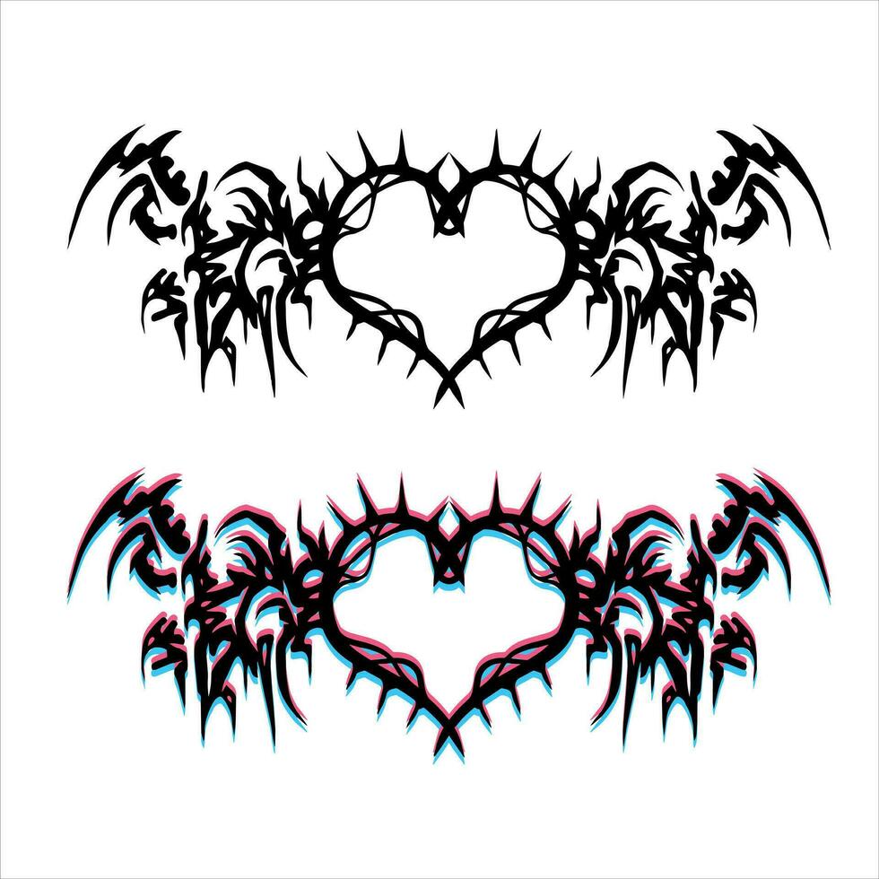 Neo Tribal Tattoo. Gothic y2k brutal vaporwave sticker. Abstract sigil sigilism ornate. vector