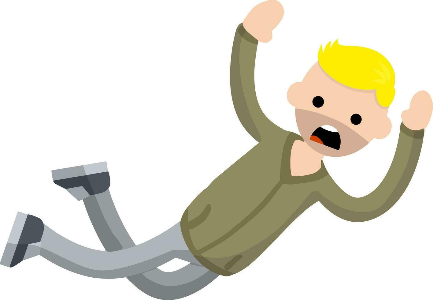 Screaming man falls from height. horror and fear of heights - phobia Acrophobia. Cartoon flat illustration. Drop young guy vector