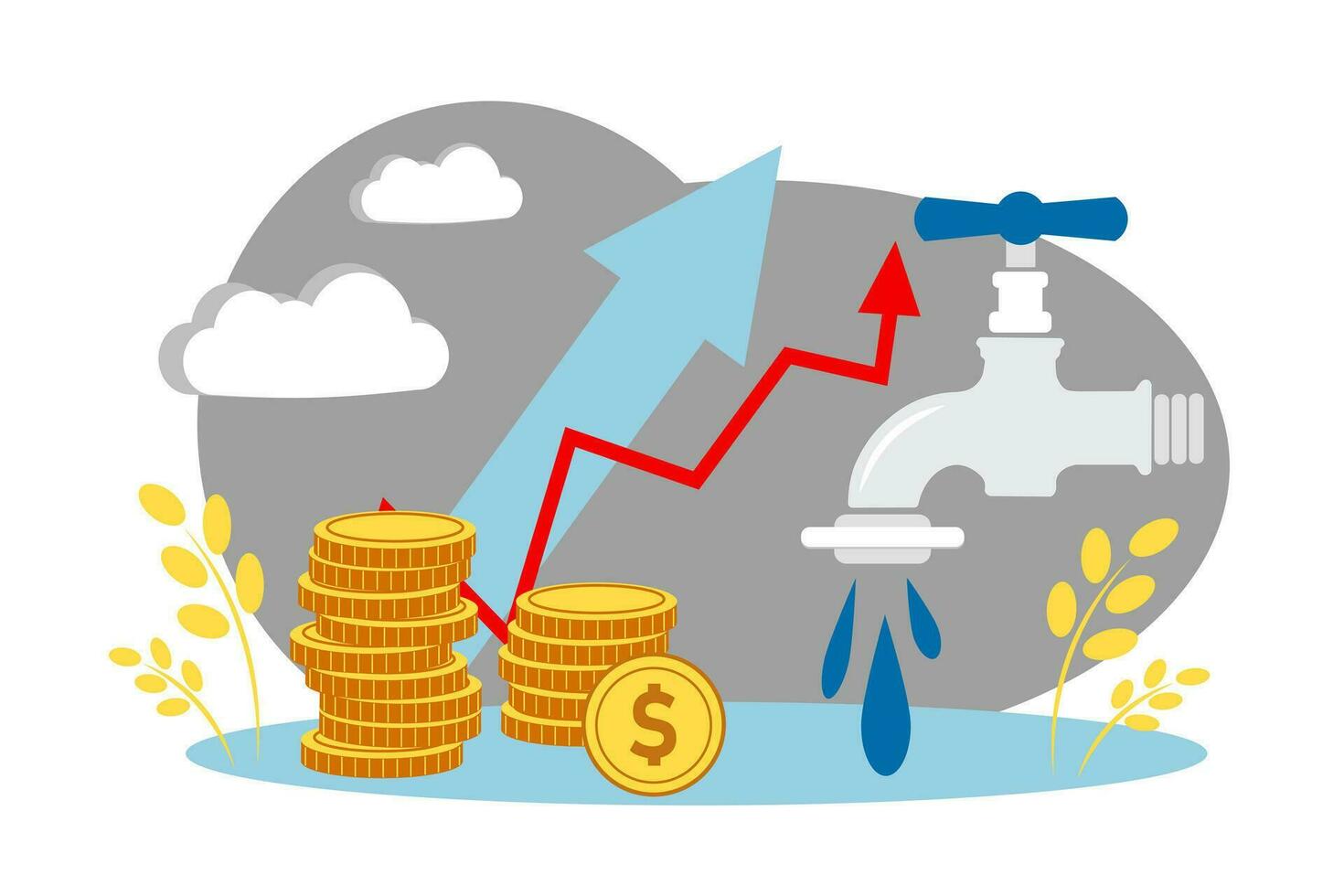 Rising water prices vector