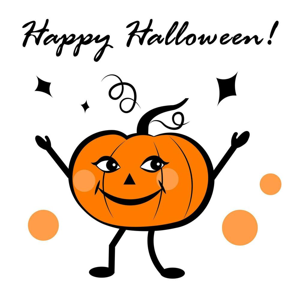 Pumpkin dancing on white background vector