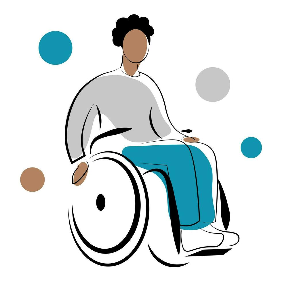 Darkskinned boy in wheelchair vector