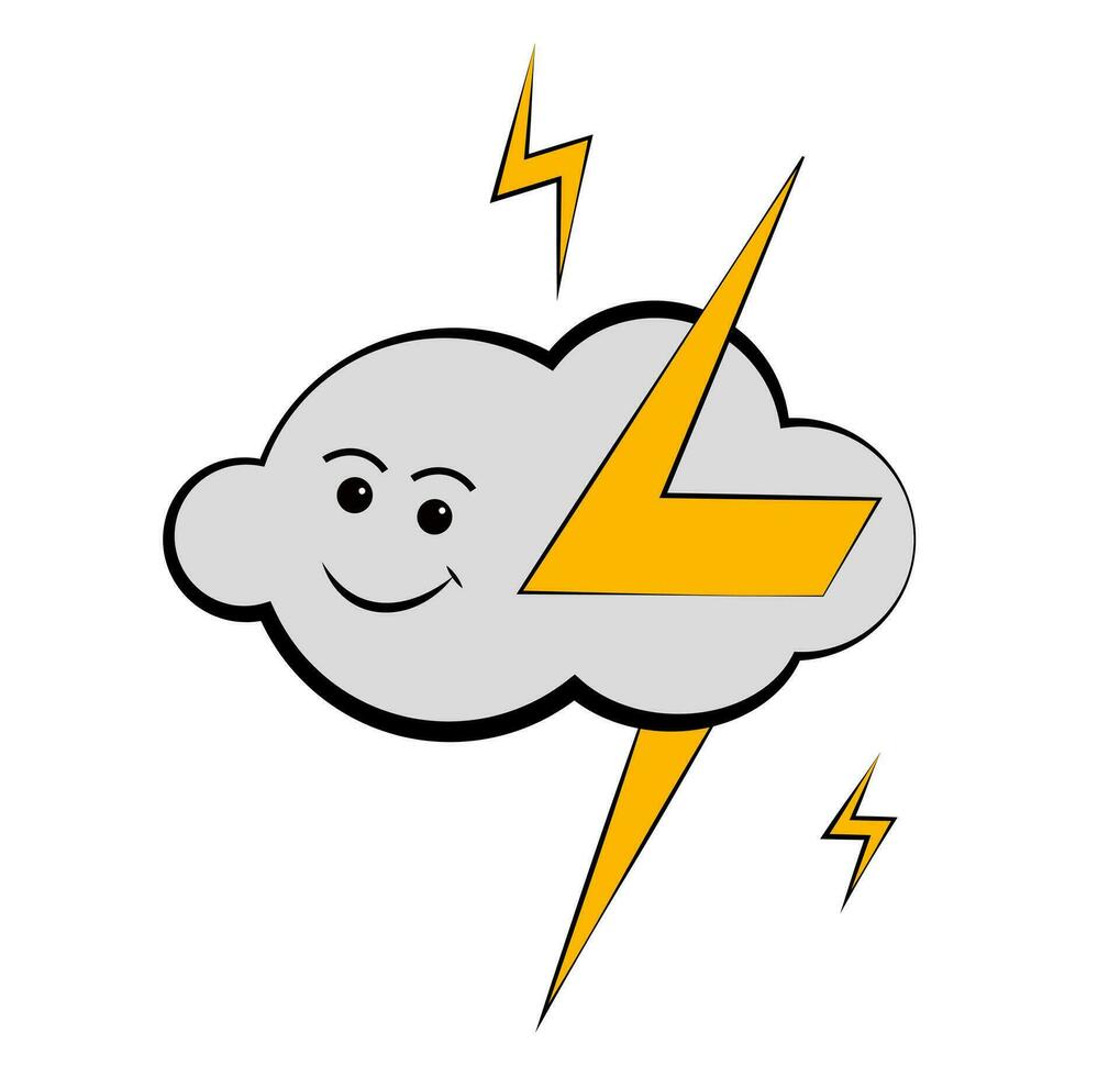 Cloud with yellow lightning on white background vector