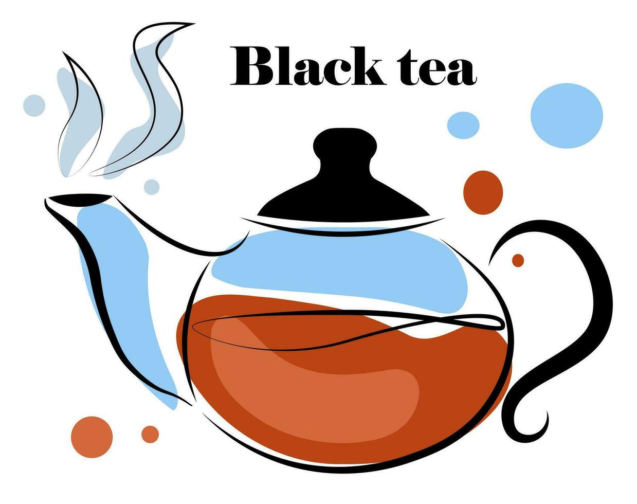 tetera con negro té en un blanco antecedentes vector