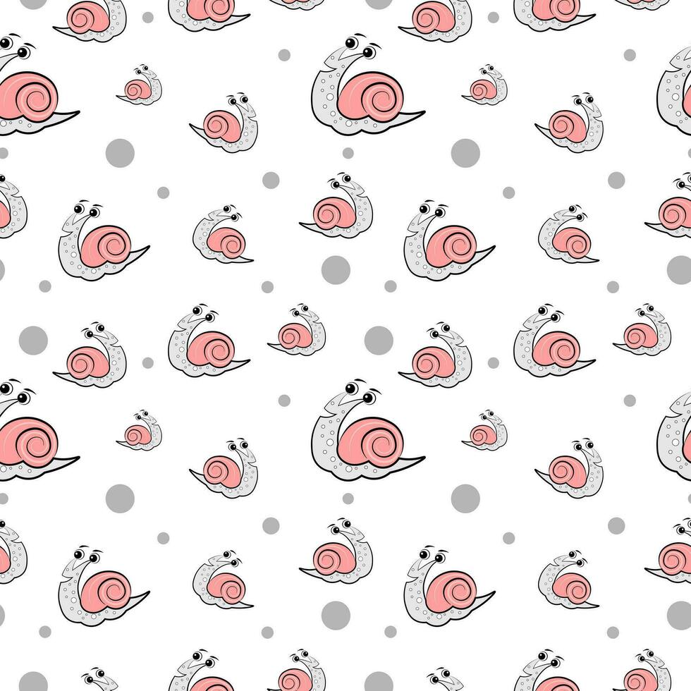 Seamless texture with snails on white background vector