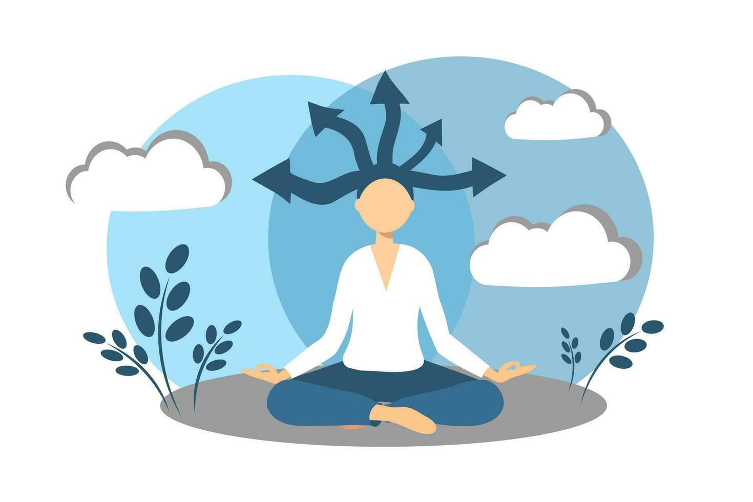 Woman sitting in lotus position and meditating vector