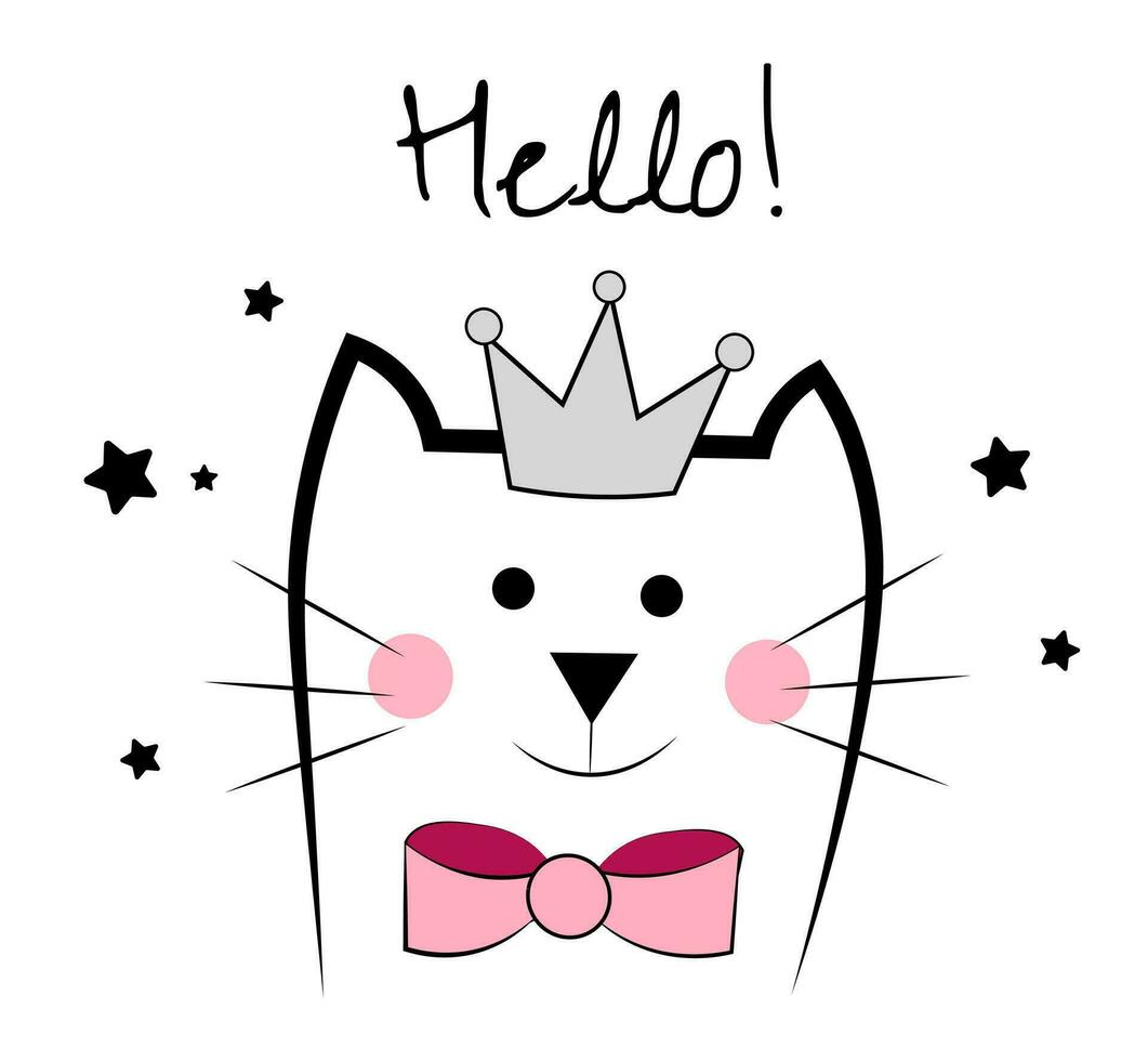 Cat in a crown on a white background vector