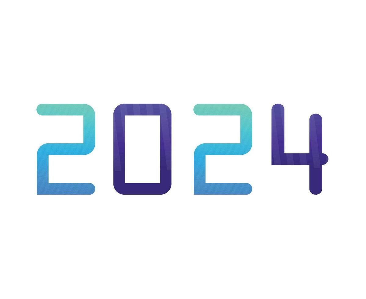 2024 contento nuevo año fiesta gráfico diseño púrpura y cian resumen vector logo símbolo ilustración