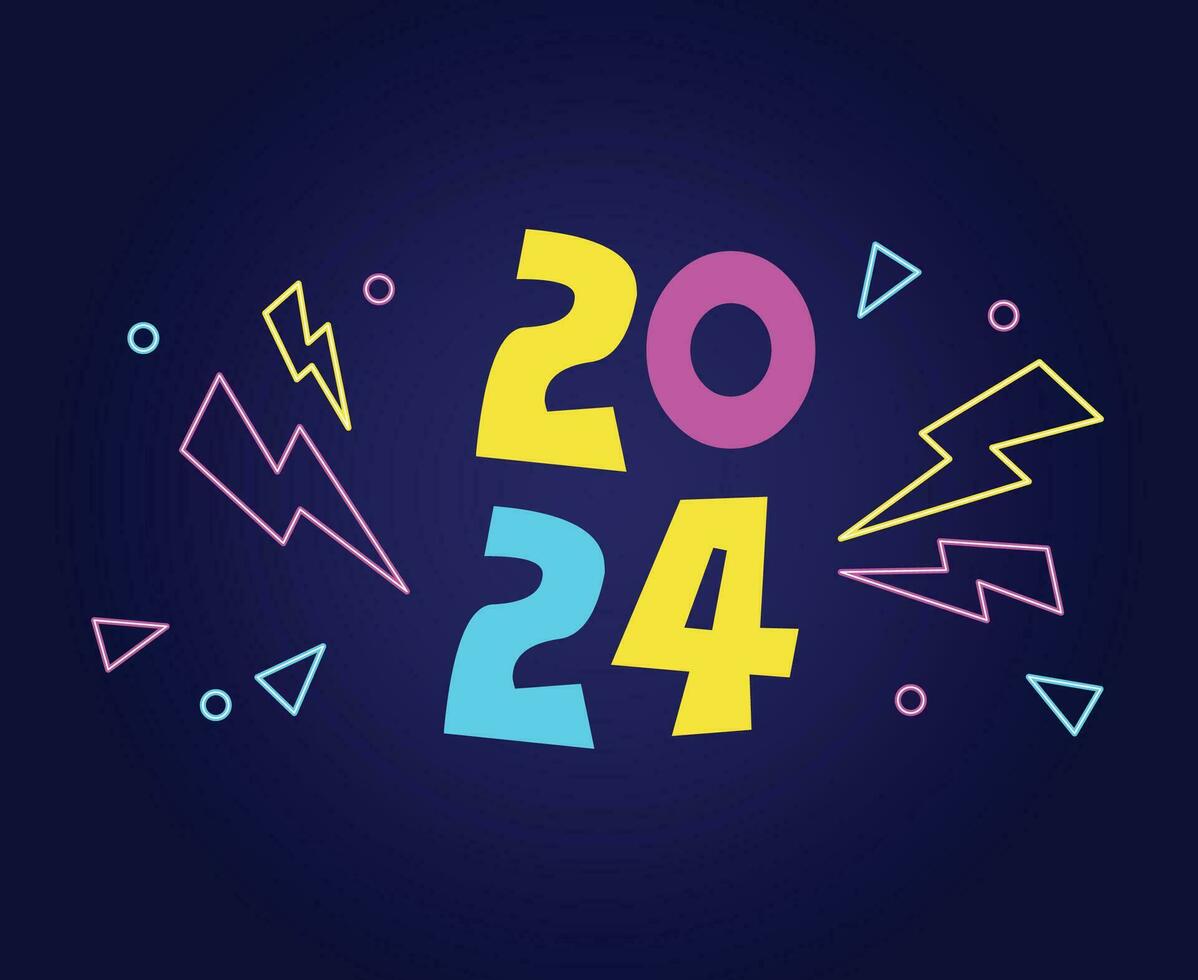 2024 Happy New Year Holiday Graphic Design Multicolor Abstract Vector Logo Symbol Illustration With Blue Background