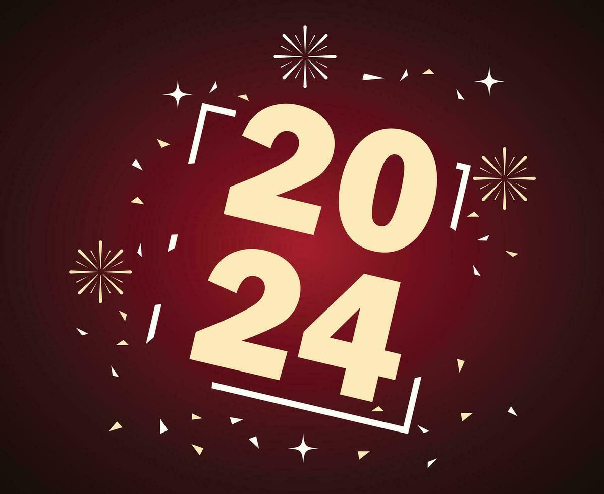 2024 Happy New Year Holiday Graphic Design Abstract Vector Logo Symbol Illustration With Red Background