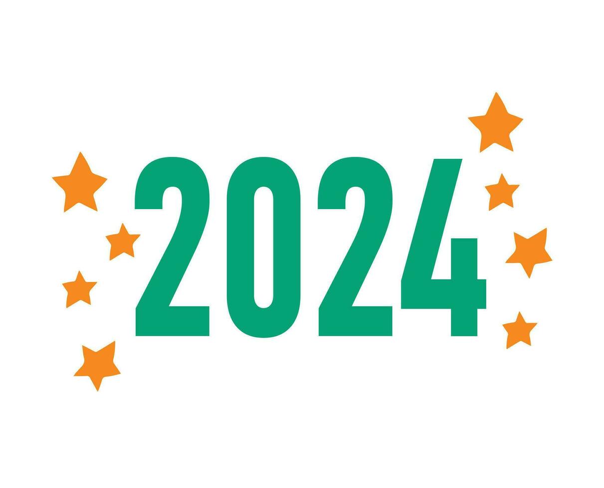 2024 Happy New Year Holiday Graphic Design Green And Yellow Abstract Vector Logo Symbol Illustration