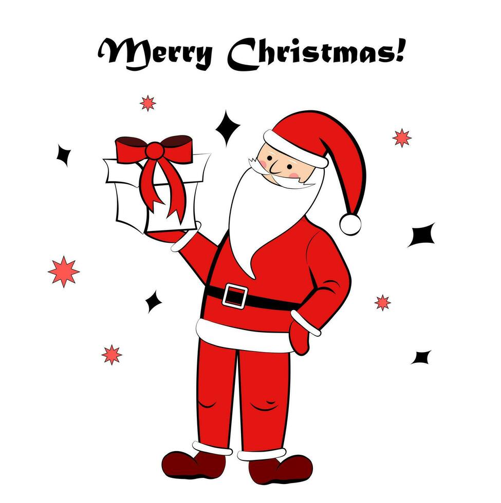 Santa Claus with a gift on a white background vector