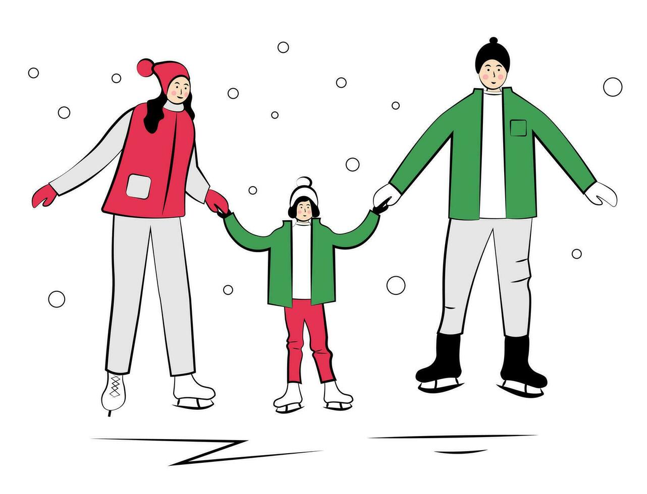 el familia es hielo Patinaje vector