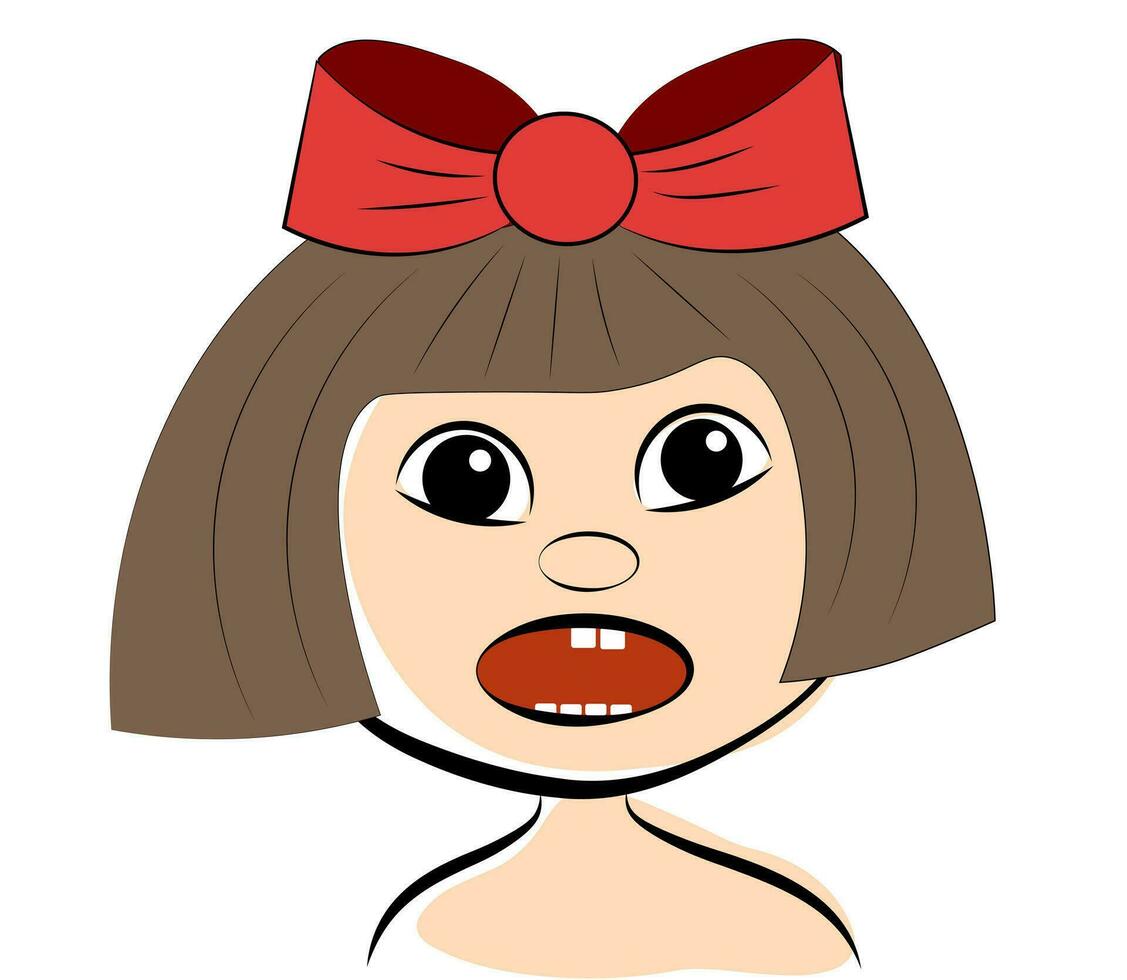 Surprised girl with a bow on her head vector