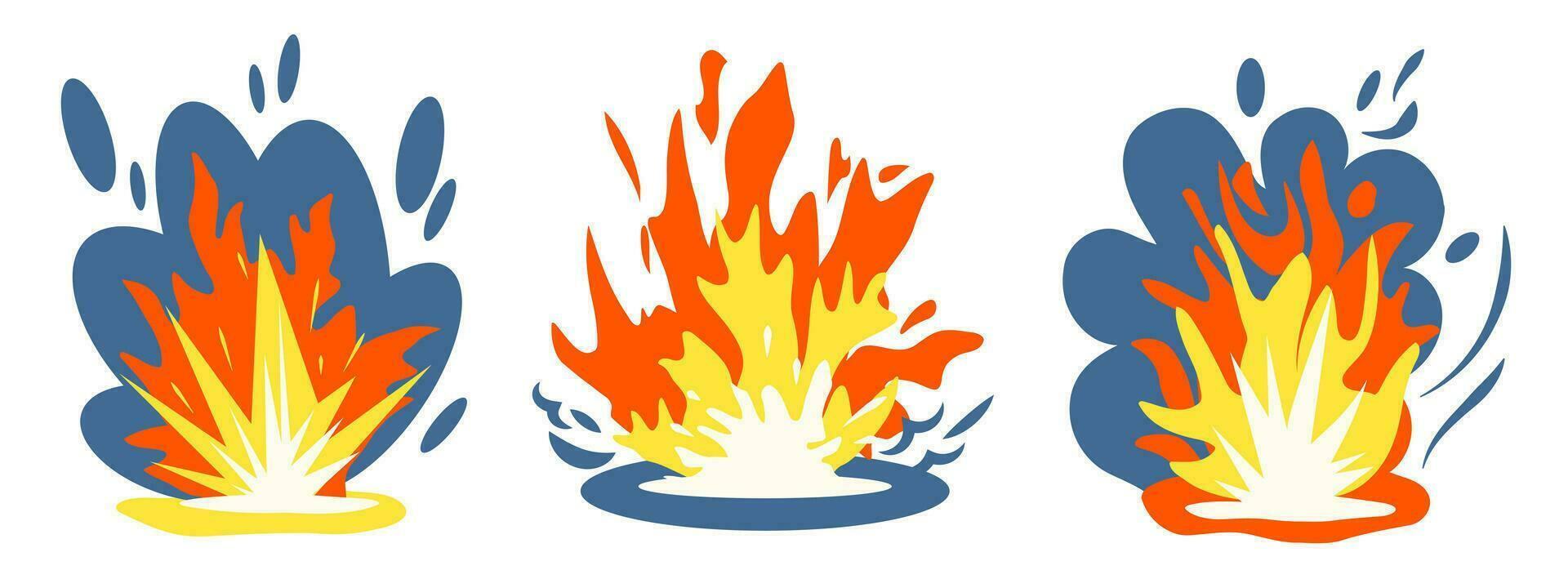 Fire and explosions on a white background vector