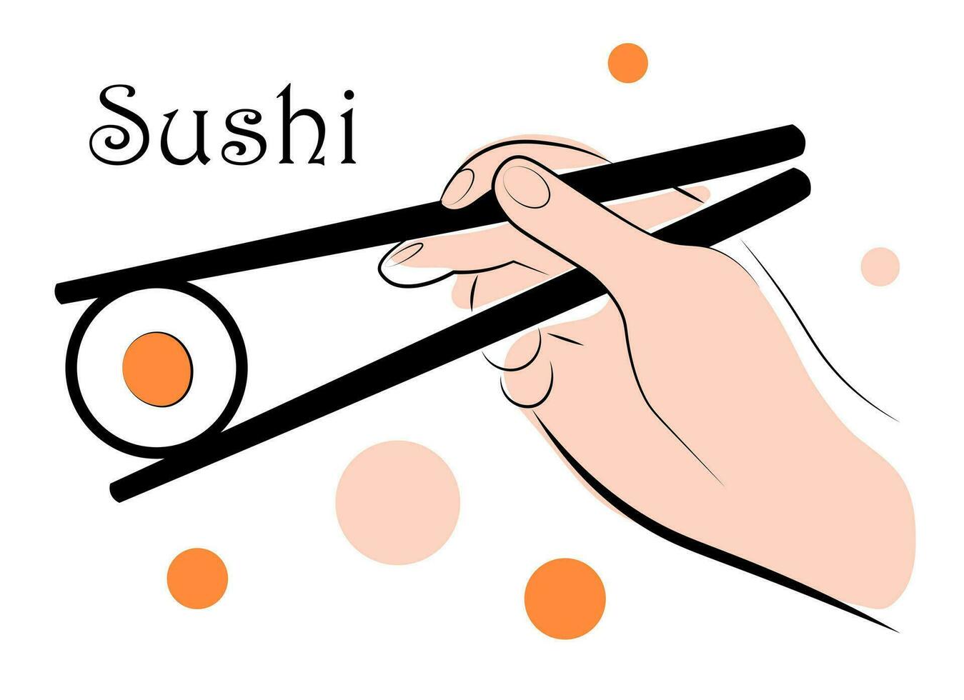 Sushi in hand on white background vector