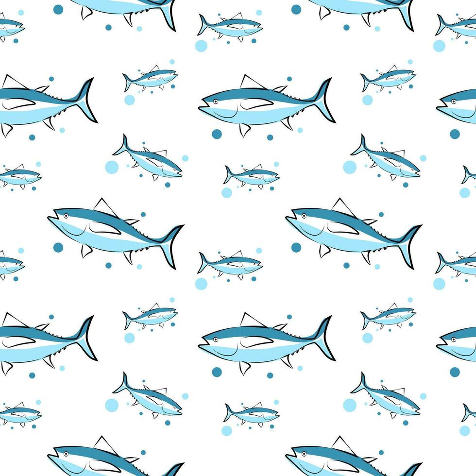 Seamless texture with fish on white background vector