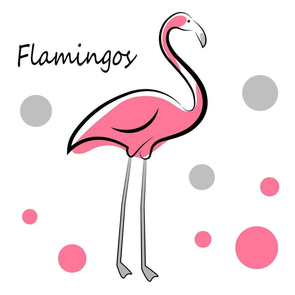 Pink flamingo on white background vector