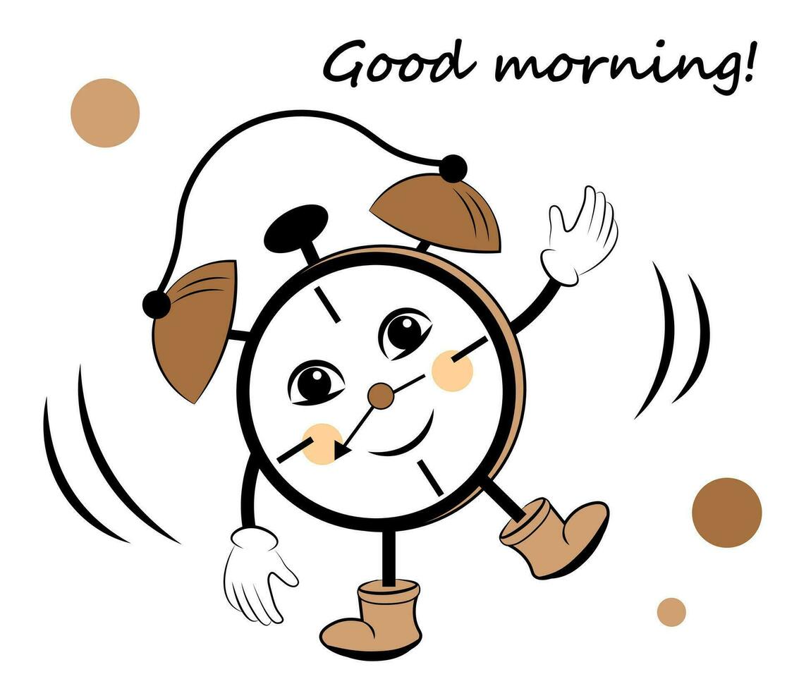 Alarm clock with hands and feet vector